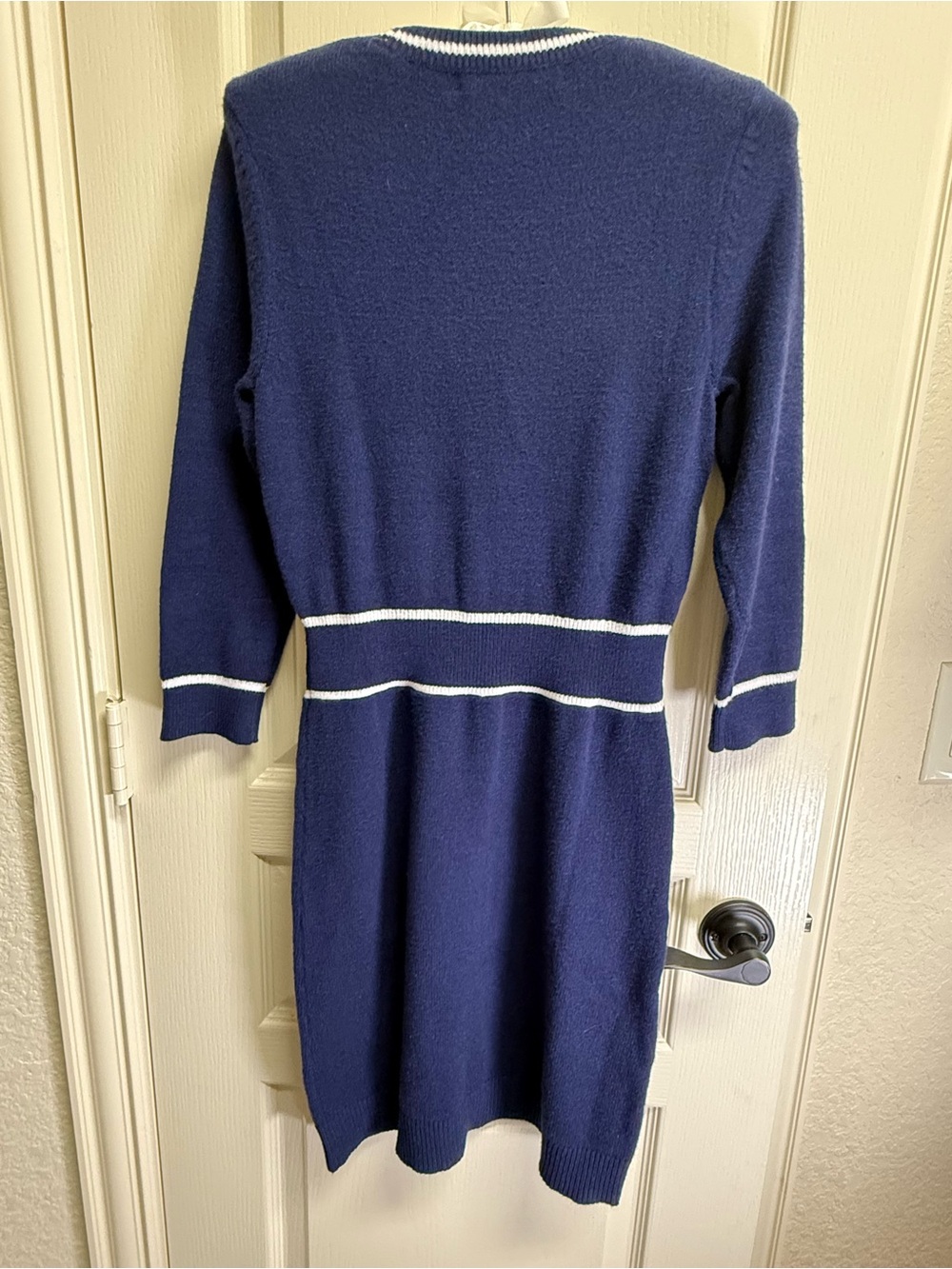 Lilly Pulitzer Navy Knit Dress with White Trim and Gold Buttons - Picture 2 of 3